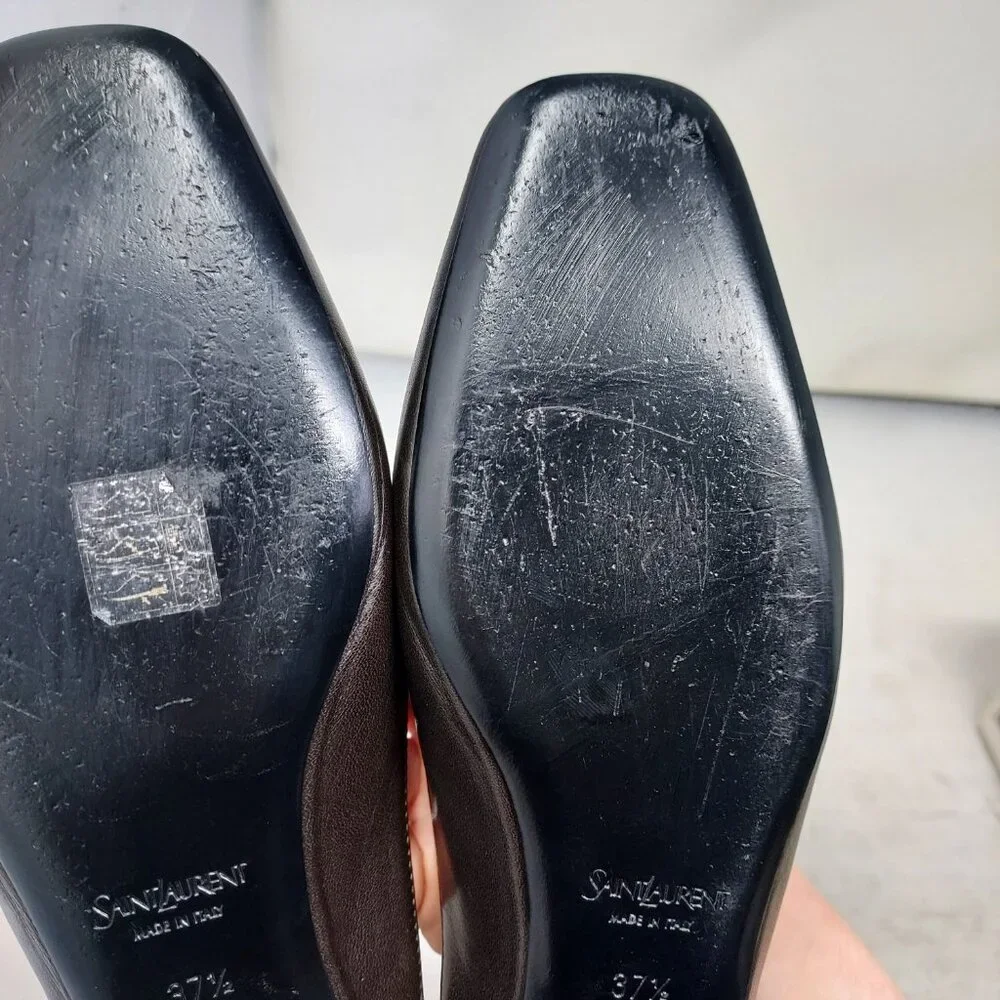 Saint Laurent YSL Black Womens Leather Lido Slip-on Shoe - Picture 9 of 11